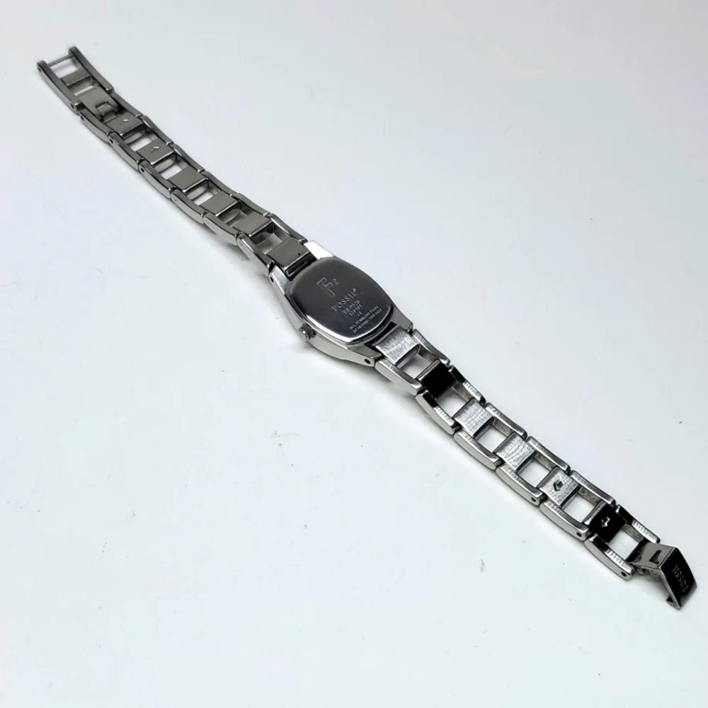 Vintage Fossil F² Watch ES9526 Silver Tone Steel Band White Face Swiss Parts